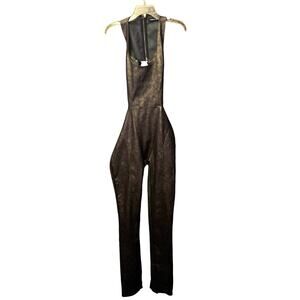 Maniere de voir black faux leather bodysuit size 6